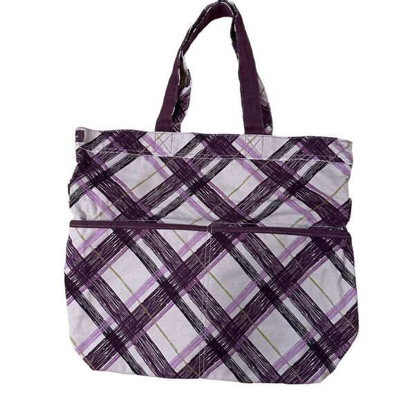 Thirty One ~ Purple Plaid Retro Metro Foldover Bag ~ convertible bag ~ multi use - Picture 1 of 10